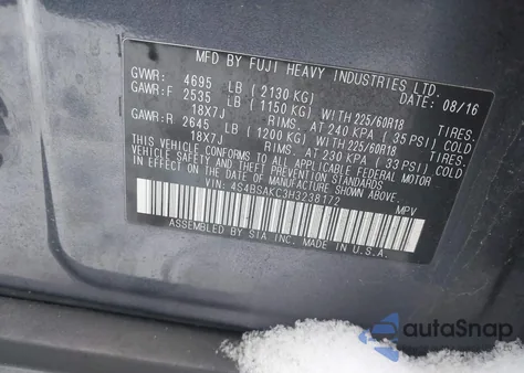 2017 Subaru Outback 2.5I Limited from USA, damaged, VIN 4S4BSAKC3H3238172